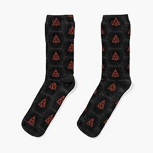 Red Charmed Sign  Triquetra  Witches Knot  Witch Symbol  Drawing for Spiritual Women Socks