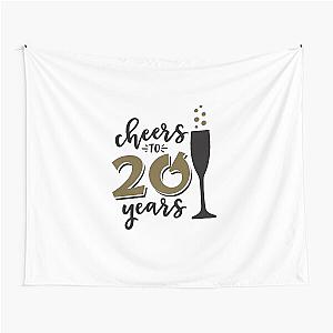 Cheers to 20 years men and women Of Vacation Inspiration Joyful Mood Tapestry