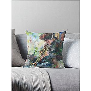 CHET BAKER watercolor portrait .1 Throw Pillow