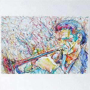 CHET BAKER watercolor and colored pens portrait Poster