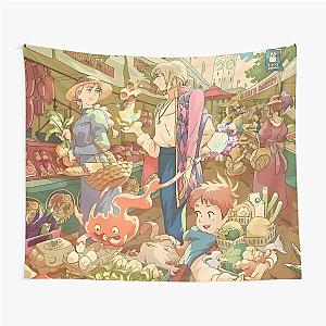 cool kawaii & Cute art girl shoping -%[ghiblis]%- flying away japan film Tapestry