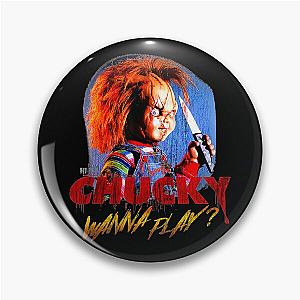 Child's Play Chucky Wanna Play Creepy Portrait  Pin