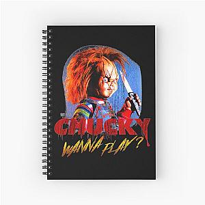 Child's Play Chucky Wanna Play Creepy Portrait  Spiral Notebook