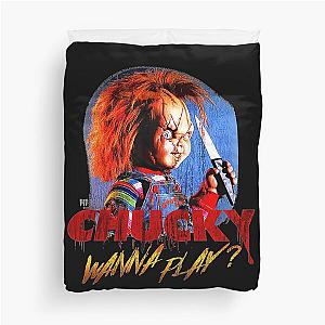 Child's Play Chucky Wanna Play Creepy Portrait  Duvet Cover