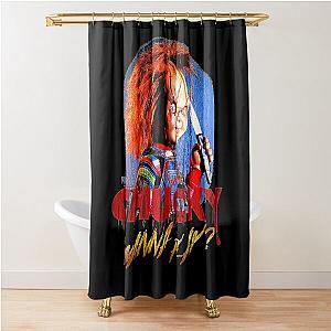 Child's Play Chucky Wanna Play Creepy Portrait  Shower Curtain