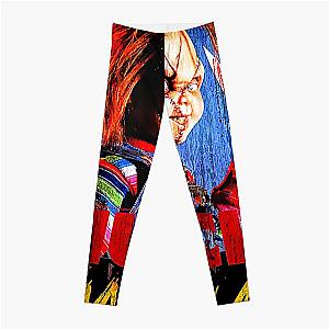 Child's Play Chucky Wanna Play Creepy Portrait  Leggings