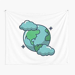 Blue Earth in Clouds Tapestry