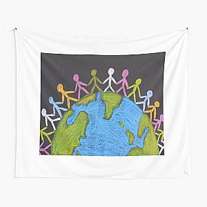 A human hand in hand on the earth Tapestry