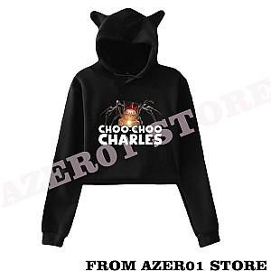 Choo-Choo Charles Monster Train Game Merch Cat Cropped Hoodies