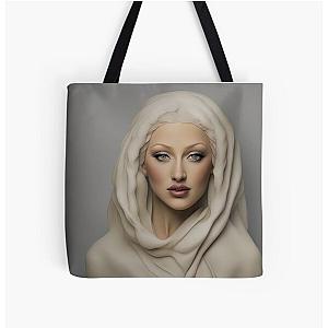 Christina Aguilera in white suit All Over Print Tote Bag