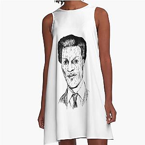 Poor Chuck Berry Black Portrait Pen Drawing Transparent A-Line Dress