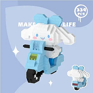 Sanrio Cinnamoroll Cartoon Dog Motorcycle Building Block Puzzle Assembled Toys