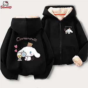 Sanrio Children Cartoon Cinnamoroll Cashmere Thicken Zipped Hoodies