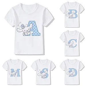 Cinnamoroll Children Letter Name Combination Sanrio Cartoons T-shirts