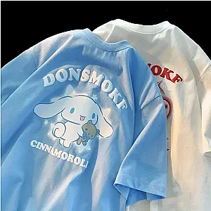 Sanrio Cinnamoroll Cartoon Clothes Korean Short Sleeve Loose T-shirts