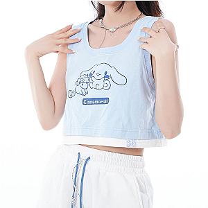 Sanrio Cinnamoroll Cartoon Printed Vest Shirt Crop Top Tank Top