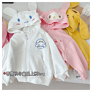 Anime Sanrio Cinnamoroll Cute Children's Hooded Zipper Sweatshirt