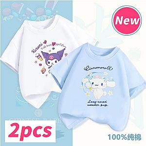 Kuromi Cinnamoroll Sanrio Anime Cartoons T-shirts Set