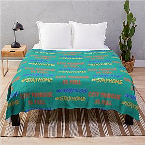 Mask on , Stay home, City morgue   Throw Blanket RB3107