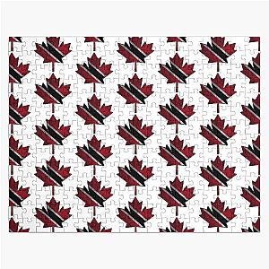 Trinidadian Canadian Maple Leaf Clipped into Trinidadian National Flag Jigsaw Puzzle