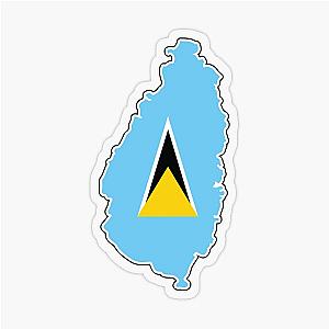 St Lucia National Flag Clipped on Map of St Lucia Transparent Sticker
