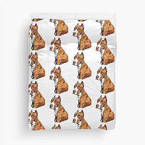 Pit bull with clipped ears duvet cover