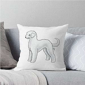Bedlington Terrier Unclipped White Throw Pillow
