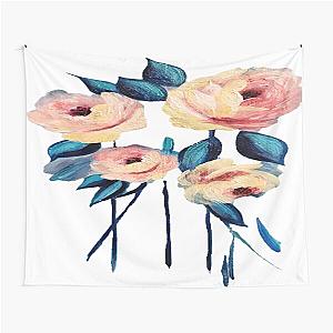 Pink roses and blue leaves Tapestry