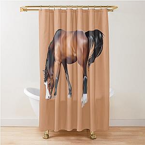 Drawing a Horse with a Clipped Mane on a Horse Grazing Shower Curtain