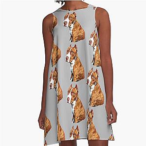 Pit bull with clipped ears A Line Dress