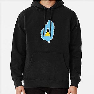 St. Lucia National Flag Map Pullover Hoodie