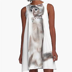 Clueless Curious Cat A-Line Dress