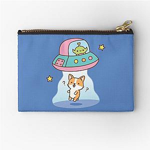 Funny Alien Abducts Clueless Corgi Zipper Pouch