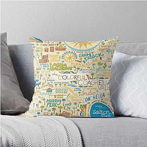 Coachella Valley Illustrated Map - Palm Springs, Joshua Tree Throw Pillow RB2410