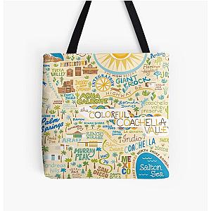 Coachella Valley Illustrated Map - Palm Springs, Joshua Tree All Over Print Tote Bag RB2410