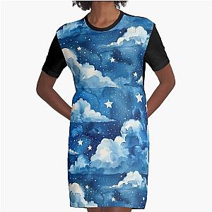 Starry Night Dreams: Coldplay Inspired Sky Full of Stars Graphic T-Shirt Dress