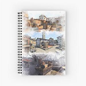 Dust 2 Inferno and Overpass Watercolour CSGO Map Poster Spiral Notebook