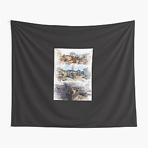 Dust 2 Inferno And Overpass Watercolour CSGO Map Poster  T-Shirt Tapestry