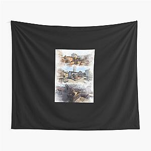 Dust 2 Inferno And Overpass Watercolour CSGO Map Poster  T-Shirt Tapestry