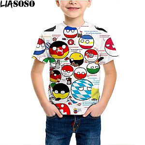 Countryballs Funny Kids Print Daily Europe National Ball T-shirt