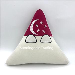 35cm Red White Singapore Countryballs Triangle Cushion Plush