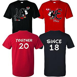 Soul Mate LO VE Celebrating Anniversary at Disney with custom couples matching valentine family matching tshirt