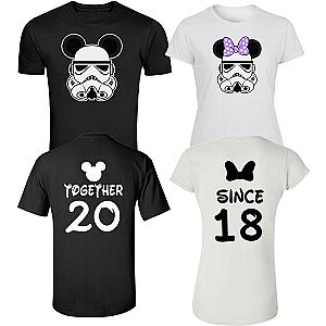 Minnie Mickey Celebrating Anniversary with custom together since - married since  couples matching valentine family matching tshirt