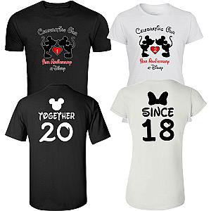 Celebrating Our Anniversary at Disney with custom together/since - married/since  couples matching valentine family matching tshirt