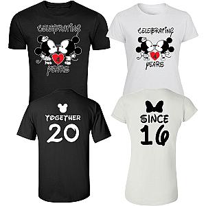 Celebrating Our Anniversary at Disney with custom together since - married since  couples matching valentine family matching tshirt