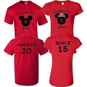 Together Since Celebrating Anniversary at Disney with custom couples matching valentine family matching tshirt