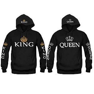 Crown Queen ,Crown  King Valentine Matching Couples Hoodies