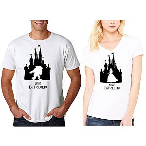 Mrs. Mr. Beauty and the beast  Celebrating Anniversary at Disney with custom couples matching valentine family matching tshirt