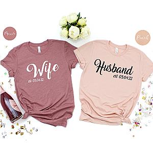 Wife And Husband T-Shirt | Custom Wedding T-Shirts | Just Married T-Shirt