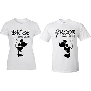 Groom and Bride Celebrating Our Anniversary at Disney with custom names and date  couples matching valentine family matching tshirt